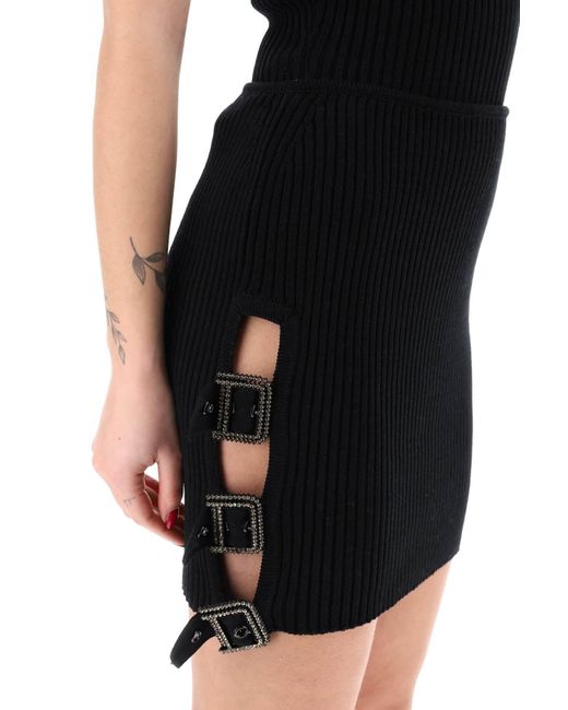 GIUSEPPE DI MORABITO Black Mini Ribbed Knit Skirt