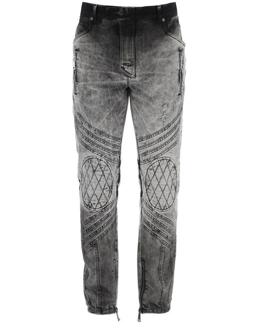 Balmain Gray Motor Slim Fit Jeans for men