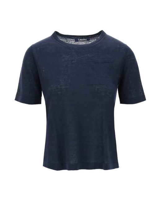 Max Mara Blue ' Max Mara Novara Linen Knit T-Shirt