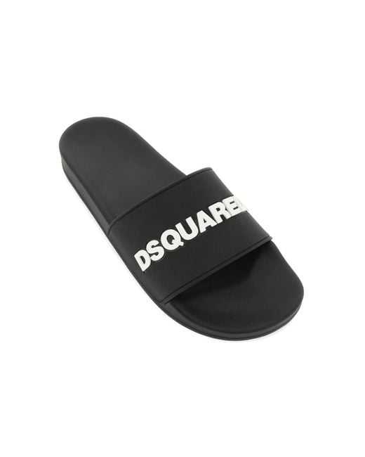 DSquared² Black Logo Rubber Slides for men