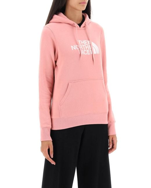 The North Face Pink 'drew Peak' Hoodie With Logo Embroidery