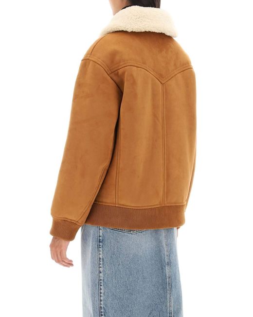 Stand Studio Brown Lillee Eco-Shearling Bomber Jacket