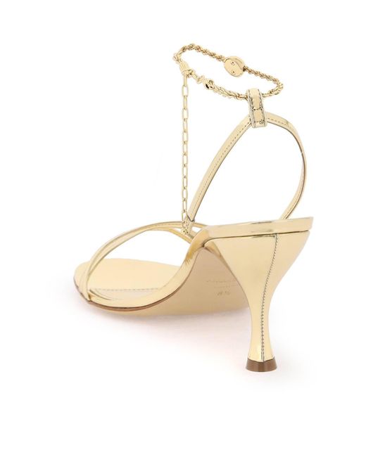 Ferragamo Metallic Sandals With Chain