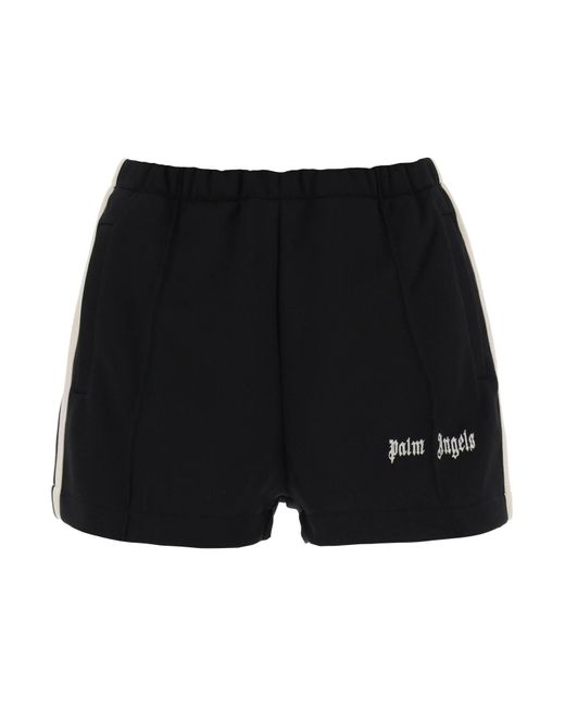 Palm Angels Black Track Shorts With Contrast Bands