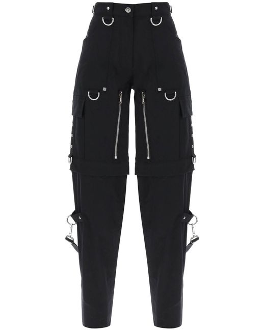 Givenchy Black Convertible Cargo Pants With Suspenders