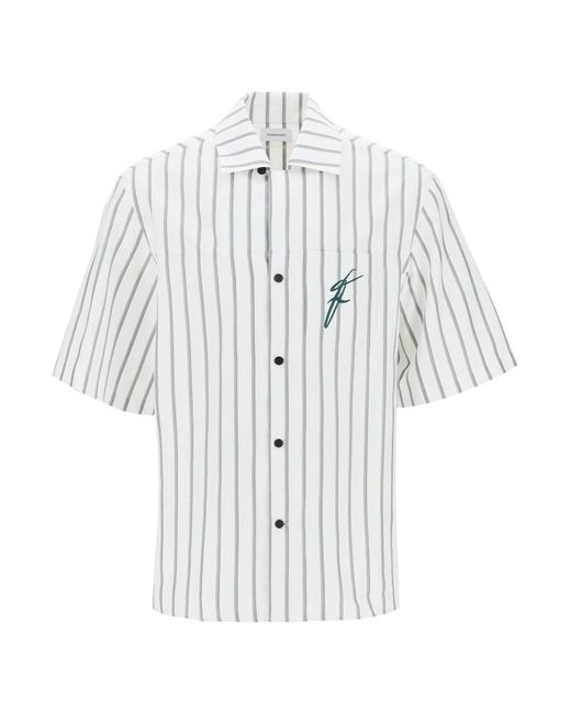 Camicia Bowling A Righe di Ferragamo in White da Uomo