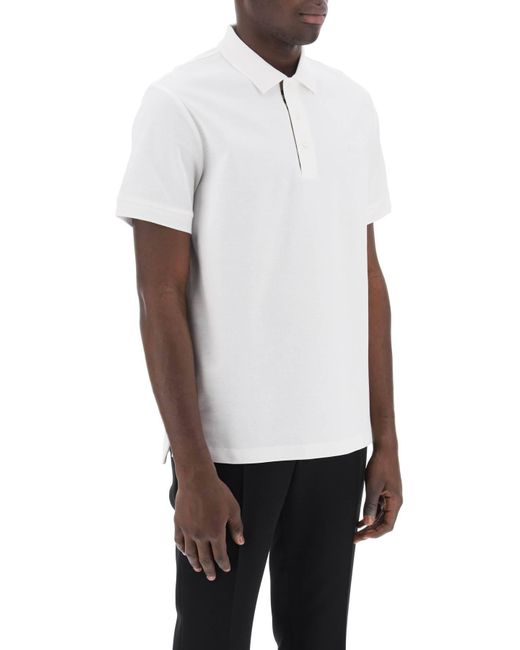 Eddie Organic Pique Polo Shirt di Burberry in White da Uomo