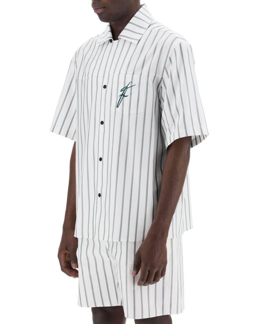 Camicia Bowling A Righe di Ferragamo in White da Uomo