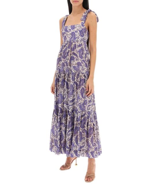 Zimmermann Purple Devi Tie Floral Maxi Dress