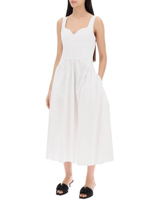 Alexander McQueen White Midi Poplin Dress In