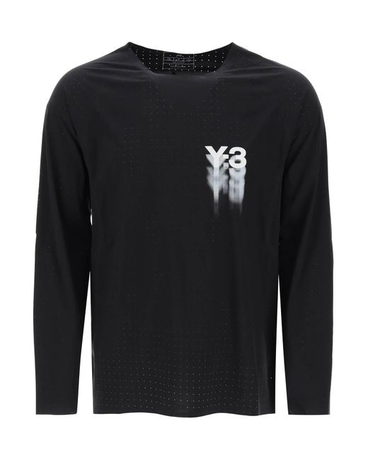 Y-3 Black Y-3 Long-Sleeved Perforated Jersey T for men