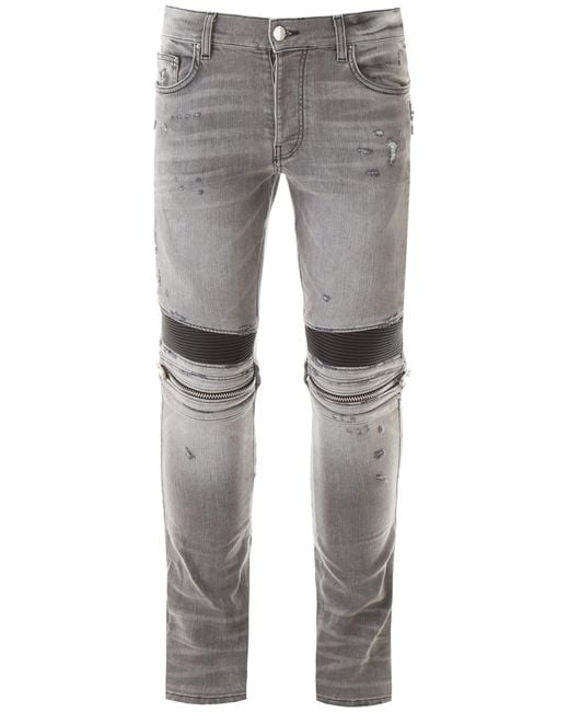 Amiri Gray 'mx2' Zip Detail Skinny Jeans for men