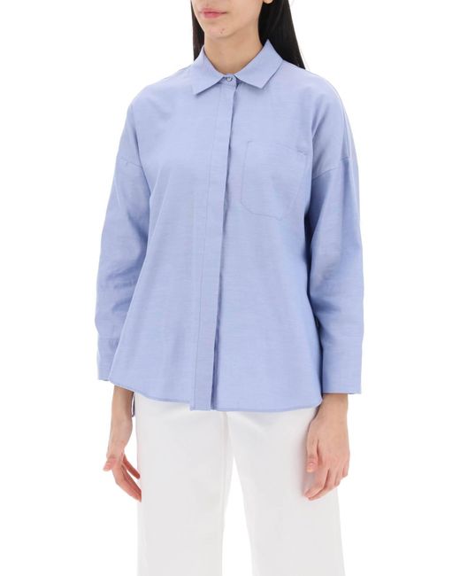 Max Mara Blue Cotton Oxford Shirt