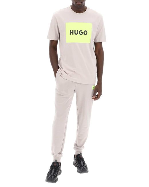 T Shirt Dulive Con Box Logo di HUGO in Natural da Uomo