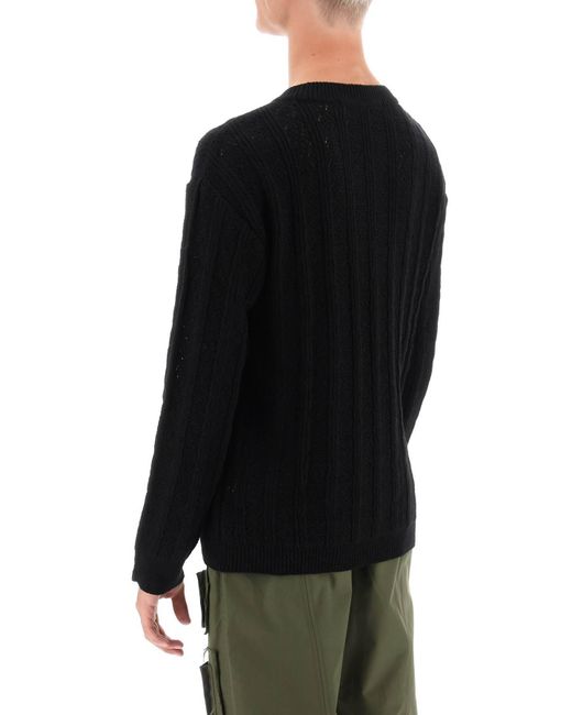 ANDERSSON BELL Black Dragon Pointelle Knit Sweater for men