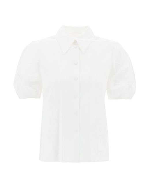 Chloé White Embroidered Blouse With Balloon Sleeves