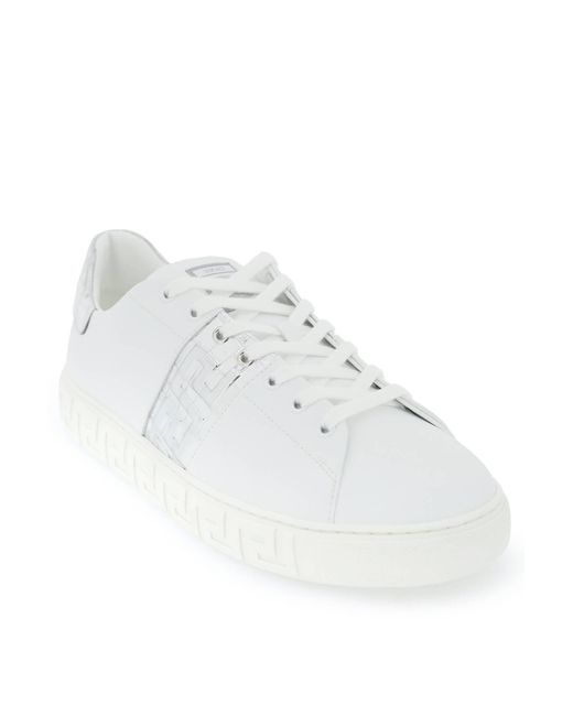 Versace White Greek Pattern Sneakers for men