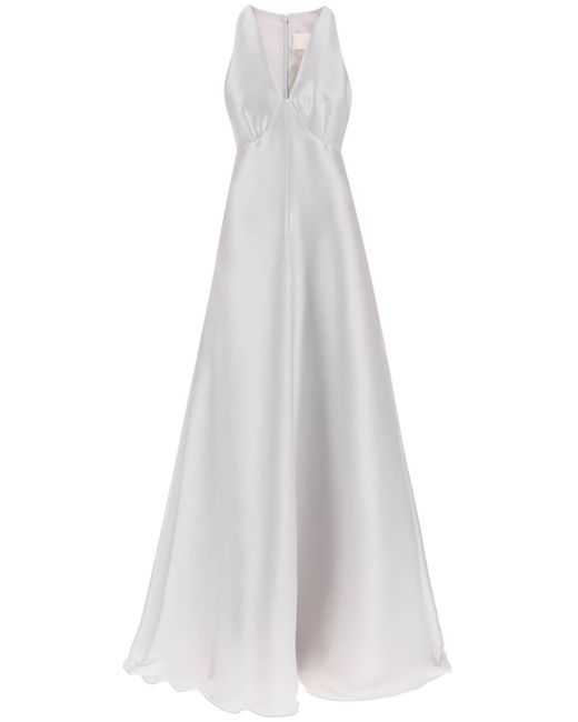 Max Mara White 'Radure' Satin Long Dress