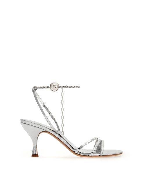 Ferragamo White Sandals With Chain