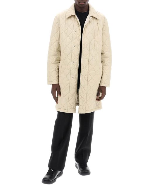 Burberry Natural Quilted Nylon Midi Car Coat With for men