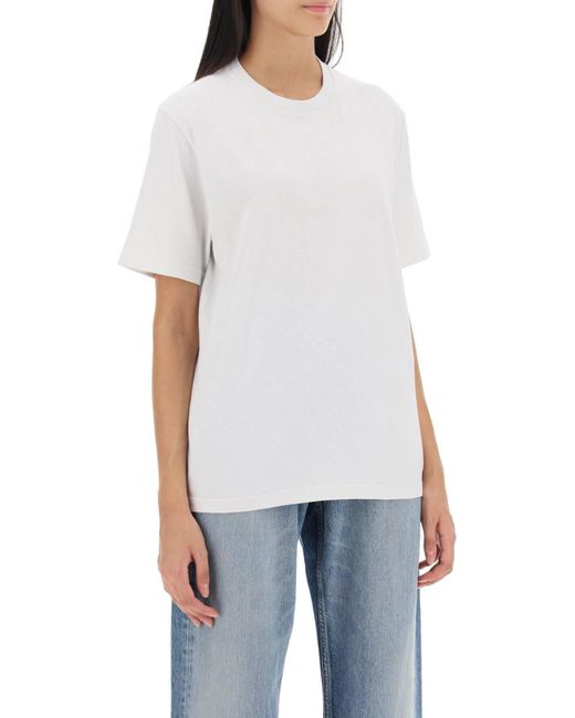 T-Shirt Con Ricamo Logo di Saint Laurent in White