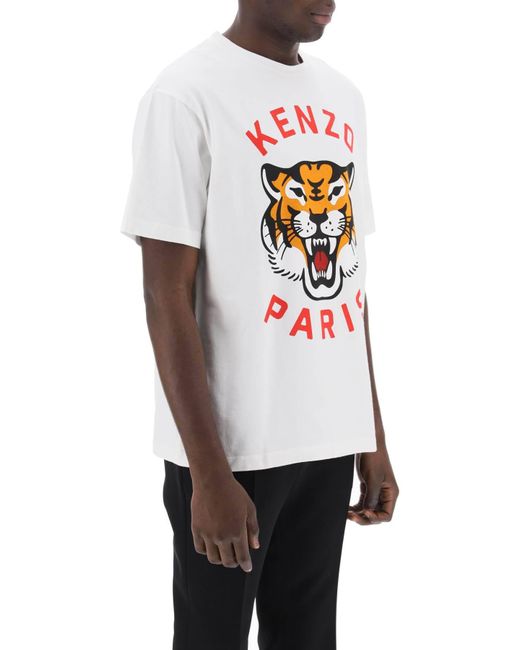 T Shirt Girocollo Lucky Tiger di KENZO in White