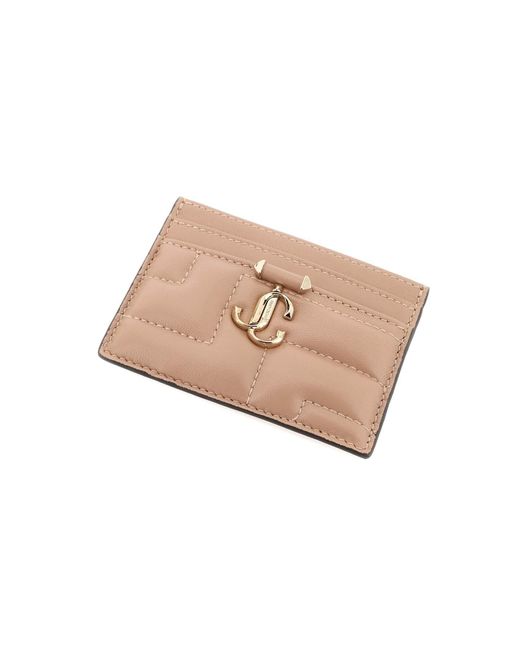Jimmy Choo Quilted Nappa Leather Card Holder in Natural | Lyst
