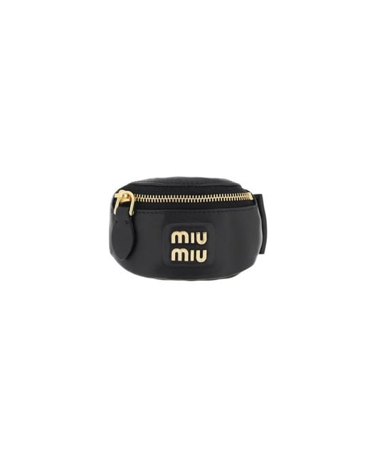 Miu Miu Black Leather Mini Pouch Bracelet