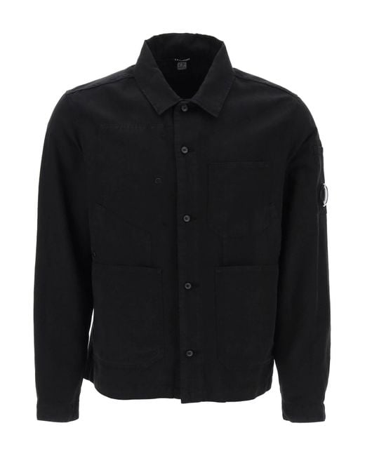 C P Company Black Multi-Pocket Overshirt for men