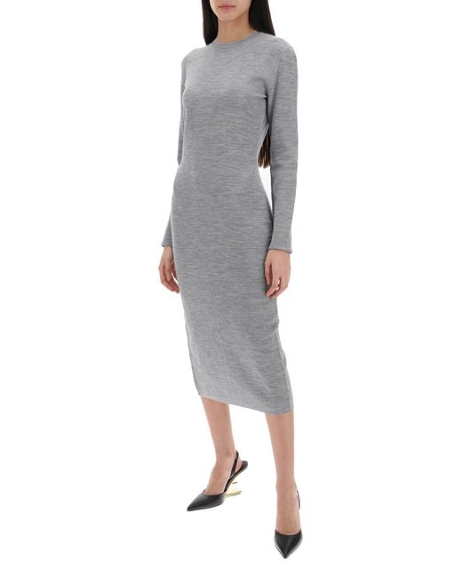 Fendi Gray Reversible Knit Dress