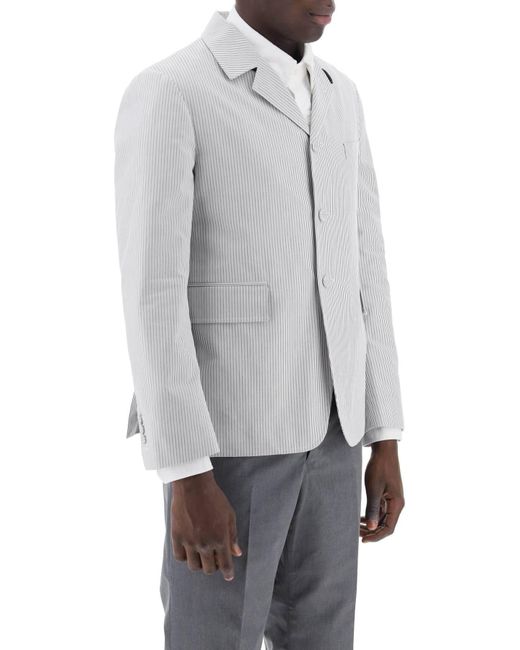 Thom Browne Gray Striped Deconstructed Jacket for men