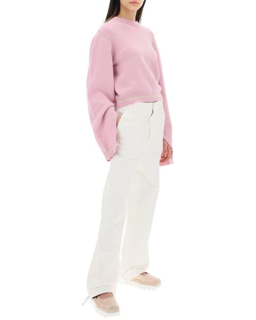 Pantaloni di utilità di lino tecnico di Marni in White