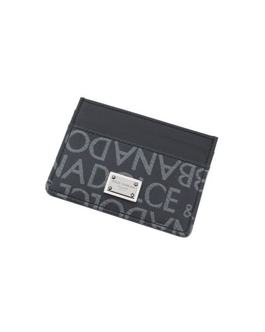 Dolce & Gabbana Gray Coated Jacquard Cardholder for men