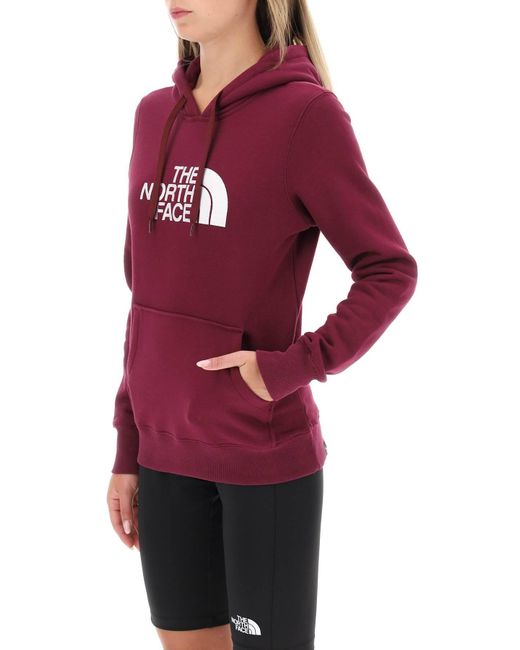 The North Face Red 'drew Peak' Hoodie With Logo Embroidery