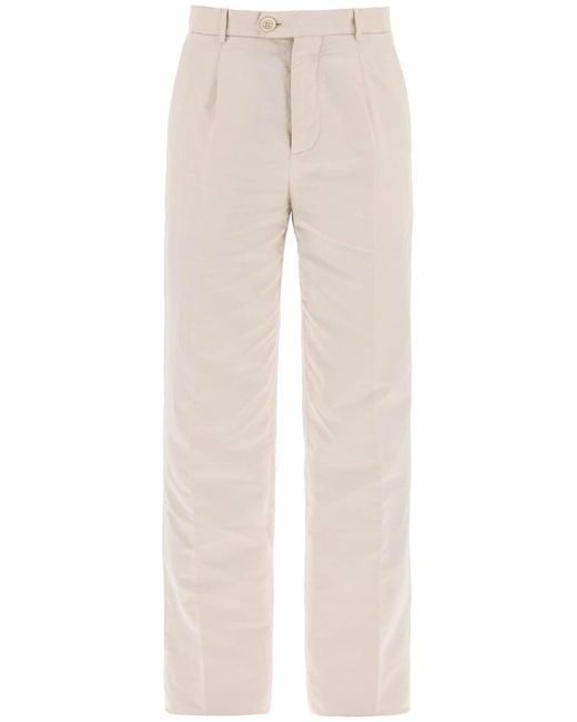 Brunello Cucinelli Natural Cotton And Linen Gabardine Pants for men
