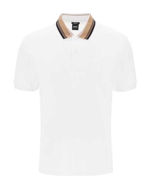 Boss White Phillipson Slim Fit Polo Shirt for men