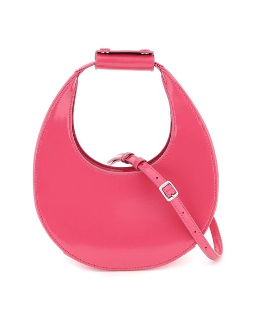 Staud Pink Mini Moon Leather Bag