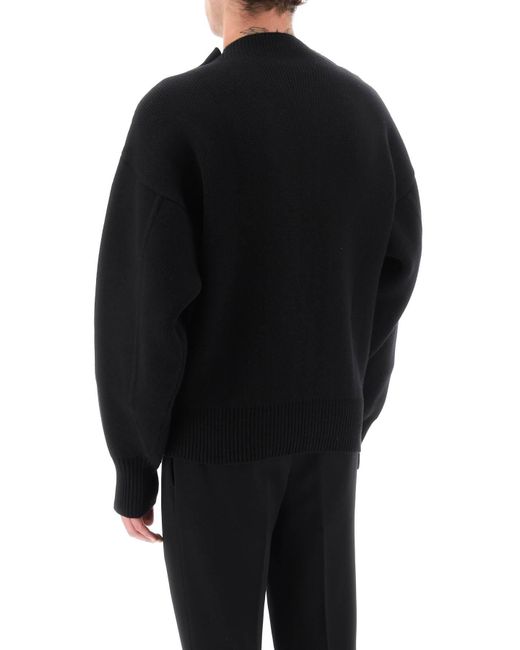 Ferragamo Black Metal Button Sweater for men