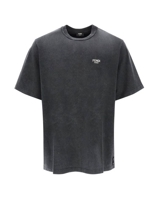 Fendi Black Washed Jersey T-Shirt for men
