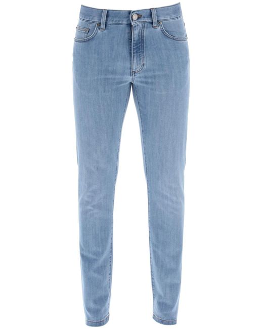 Zegna Blue Slim Fit Jeans In Stretch Denim for men