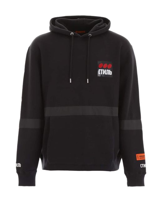 Heron Preston Black Hoodie With Light-reflecting Bands for men