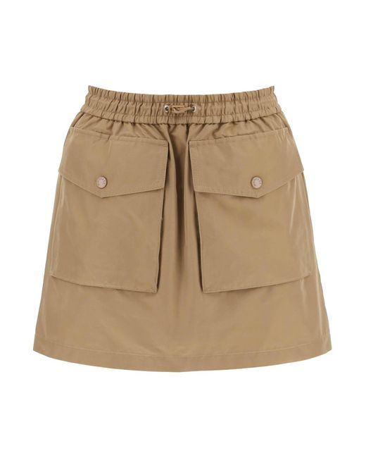 Moncler Natural Technical Cotton Cargo Mini Skirt
