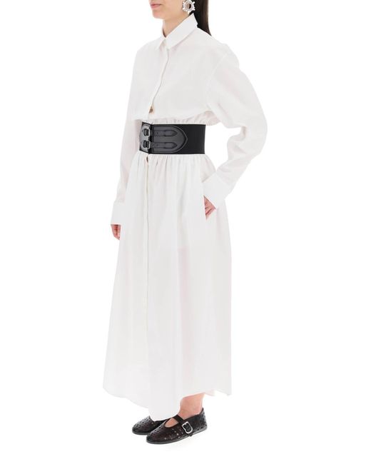 Alaïa White Poplin Chemisier With Belt