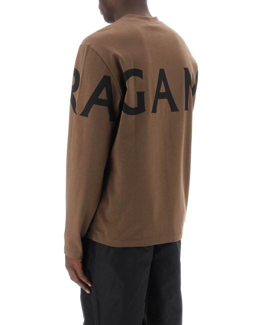 T-Shirt Manica Lunga Maxi Logo di Ferragamo in Brown da Uomo