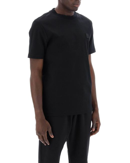 T-Shirt Regular Fit Con Patch di Boss in Black da Uomo