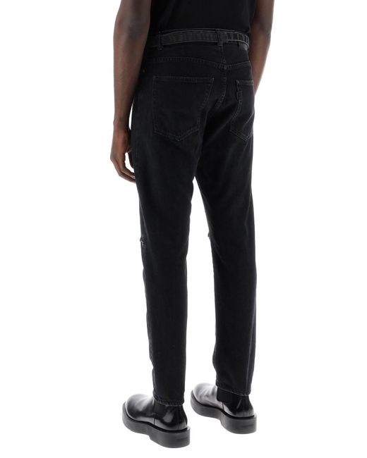 Sacai Black Slim Jeans With Belt for men