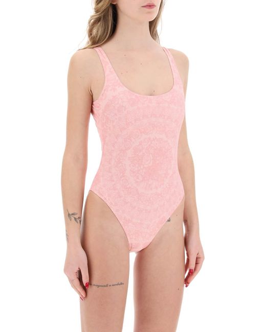 Versace Pink Baroque Full-Body Swims