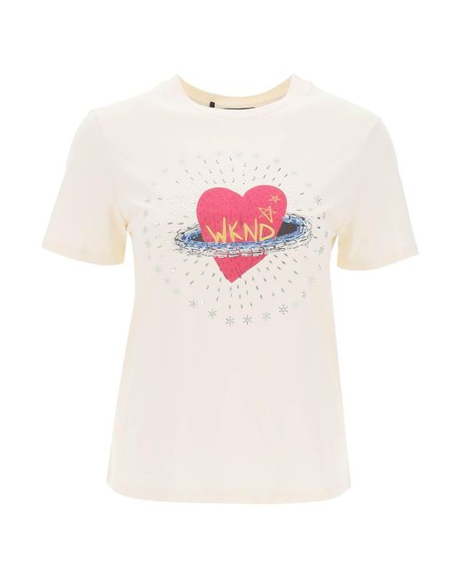 Weekend by Maxmara Pink Cinema T-shirt With Print And Appliques