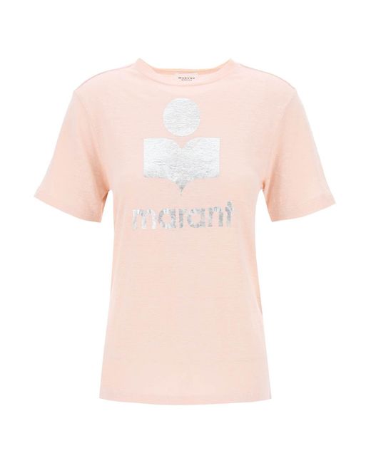 Isabel Marant Pink Isabel Marant Etoile Zewel T-shirt With Metallic Logo Print