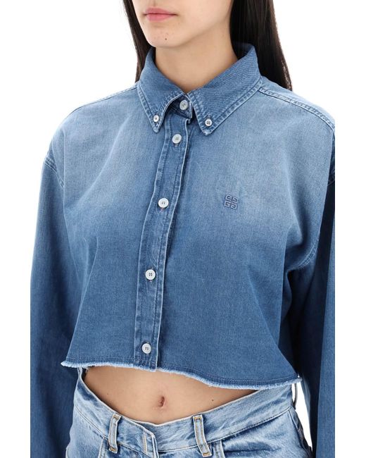 Givenchy Blue Denim Cropped Shirt For Women